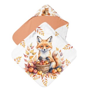 Coupon cape de bain Renard et Ecureuil D'Automne + 8 lingettes lavables – Oeko-Tex – kit couture facile