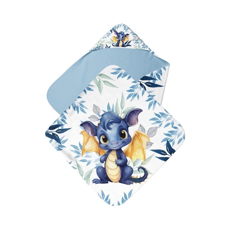 Coupon cape de bain Bébés Dragon Bleu + 8 lingettes lavables – Oeko-Tex – kit couture facile