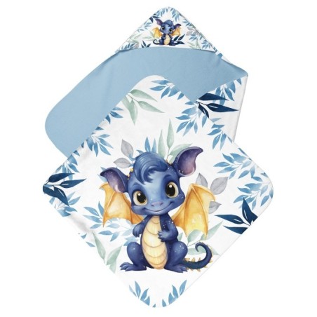 Coupon cape de bain Bébés Dragon Bleu + 8 lingettes lavables – Oeko-Tex – kit couture facile