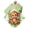 Coupon cape de bain Bébés Singe sur balançoire + 8 lingettes lavables – Oeko-Tex – kit couture facile