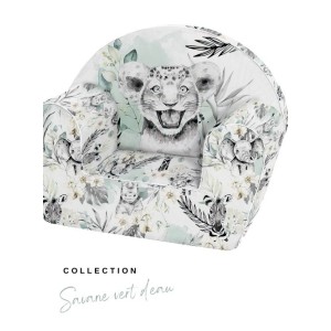 Tissu pour Housse de Fauteuil Club à réaliser soi même - Savane vert d'eau Mercerie des Princesses