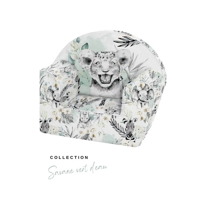 Tissu pour Housse de Fauteuil Club à réaliser soi même - Savane vert d'eau Mercerie des Princesses