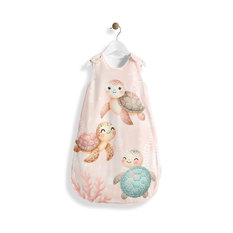 Panneau tissu pour gigoteuse bébé "Tortue Corail" - Coton OEKO-TEX® Mercerie des Princesses