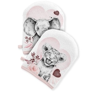 Coupon pour 5 Gants de toilette pour bébé à réaliser soi-même savane Vieux rose Éponge de Bambou Oeko-Tex Mercerie des Princesse