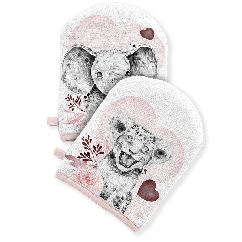 Coupon pour 5 Gants de toilette pour bébé à réaliser soi-même savane Vieux rose Éponge de Bambou Oeko-Tex Mercerie des Princesse