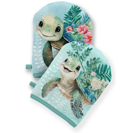 Coupon pour 5 Gants de toilette pour bébé à réaliser soi-même Tortue Éponge de Bambou Oeko-Tex Mercerie des Princesses