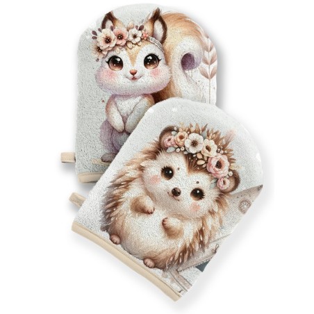 Coupon pour 5 Gants de toilette pour bébé à réaliser soi-même Amis des Bois Boho Éponge de Bambou Oeko-Tex Mercerie des Princess