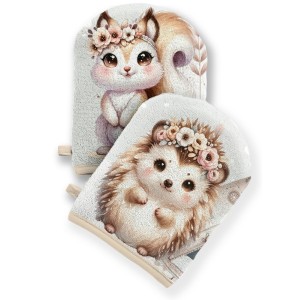 Coupon pour 5 Gants de toilette pour bébé à réaliser soi-même Amis des Bois Boho Éponge de Bambou Oeko-Tex Mercerie des Princess