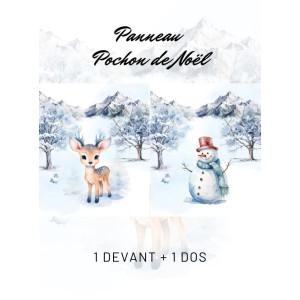  Panneau Pochon de Noël Cerf & Bonhomme de Neige Mercerie des Princesses