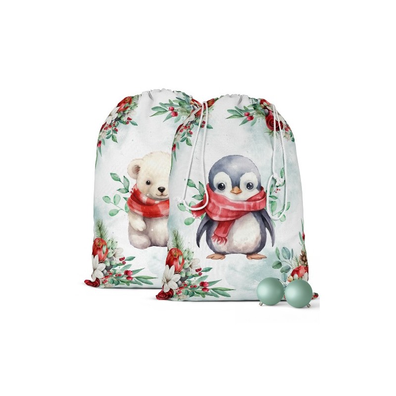 Panneau Pochon de Noël Pingouin et Ours Polaire Mercerie des Princesses