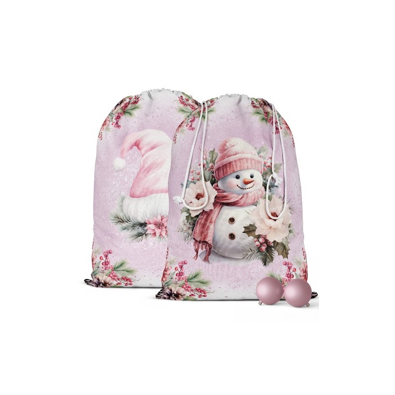 Panneau Pochon de Noël Bonhomme de Neige et Bonnet Mercerie des Princesses