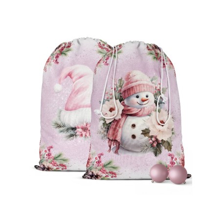 Panneau Pochon de Noël Bonhomme de Neige et Bonnet Mercerie des Princesses