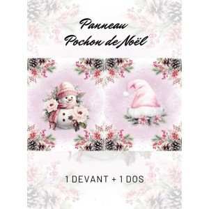  Panneau Pochon de Noël Bonhomme de Neige et Bonnet Mercerie des Princesses