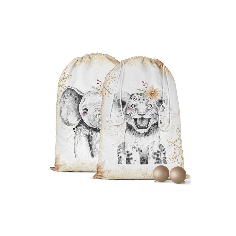 Panneau Pochon de Noël Lion et Elephant Mercerie des Princesses