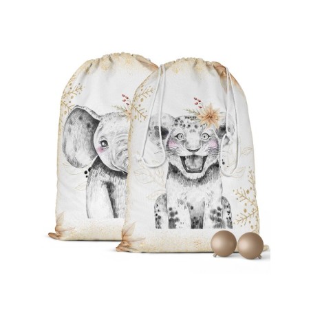 Panneau Pochon de Noël Lion et Elephant Mercerie des Princesses