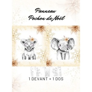  Panneau Pochon de Noël Lion et Elephant Mercerie des Princesses