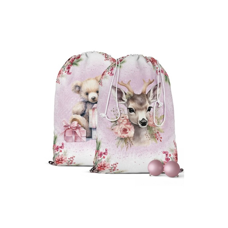 Panneau Pochon de Noël Cerf et Ours Mercerie des Princesses