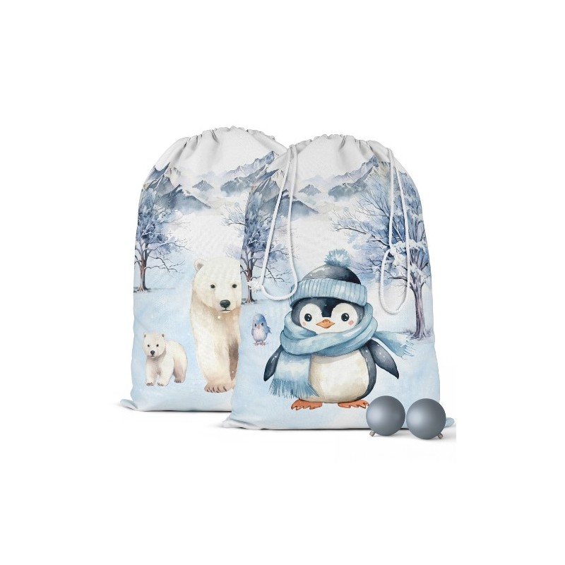 Panneau Pochon de Noël Pingouin et Ours Polaire Mercerie des Princesses