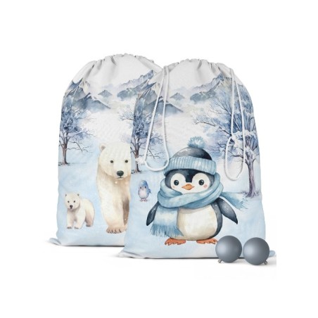 Panneau Pochon de Noël Pingouin et Ours Polaire Mercerie des Princesses