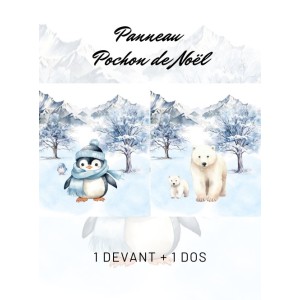  Panneau Pochon de Noël Pingouin et Ours Polaire Mercerie des Princesses