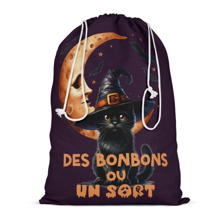 Panneau Pochon Halloween chat noir Mercerie des Princesses