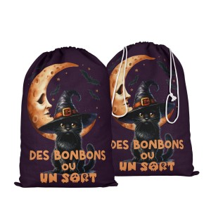  Panneau Pochon Halloween chat noir Mercerie des Princesses