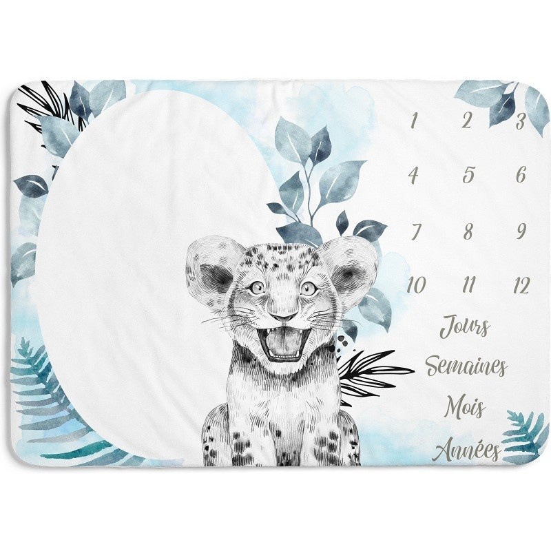 Tapis étape "Lionceaux savane bleu" à réaliser soi-même - Oeko tex standard 100 Mercerie des Princesses