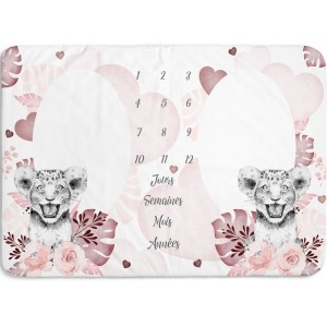 Tissu pour tapis photo étape à réaliser soi même pour jumeaux - Lionceaux de la savane vieux rose Mercerie des Princesses