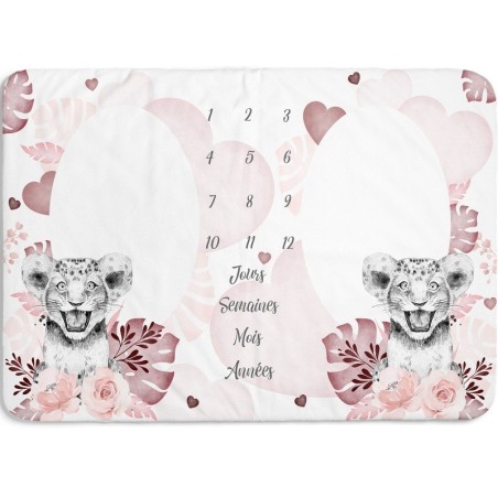 Tissu pour tapis photo étape à réaliser soi même pour jumeaux - Lionceaux de la savane vieux rose Mercerie des Princesses