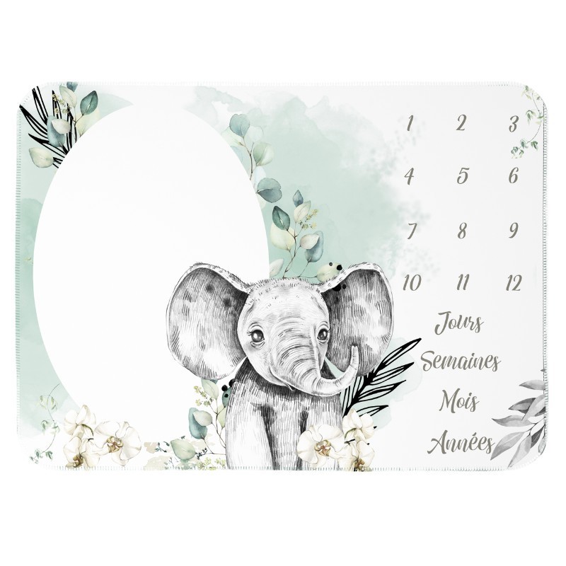 Tapis étape Savane Eléphant Vert D'eau Mercerie des Princesses