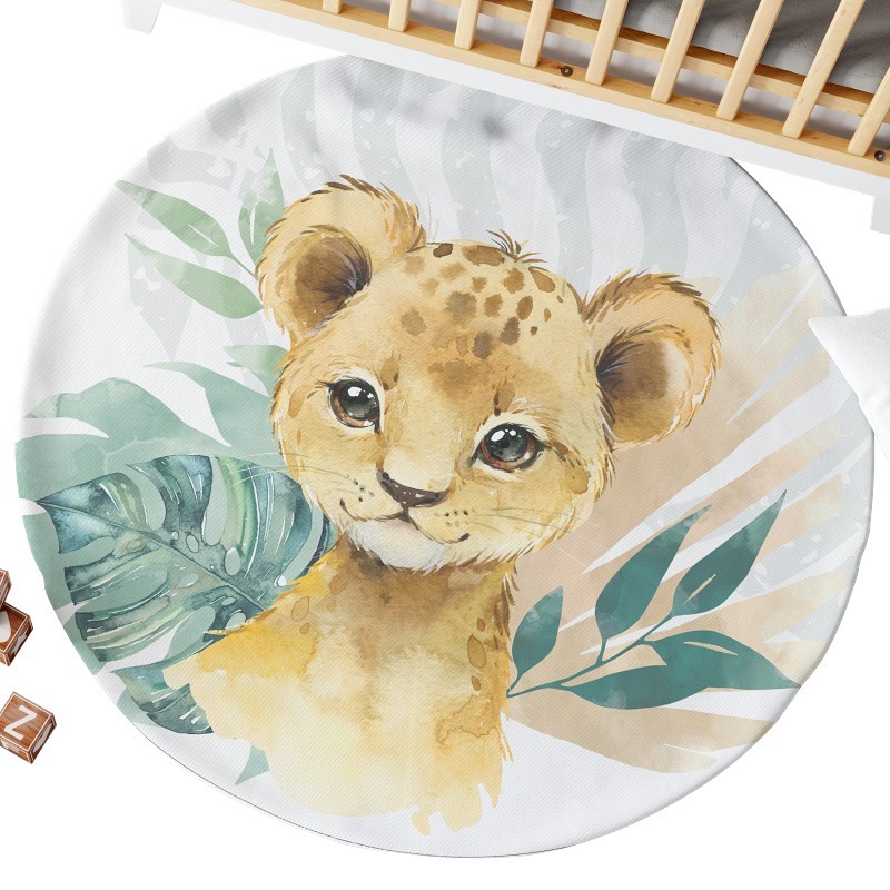 Ensemble Coupon Tapis Rond Tropical Vert + 2 coussins Mercerie des Princesses