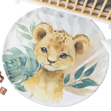 Ensemble Coupon Tapis Rond Tropical Vert + 2 coussins Mercerie des Princesses