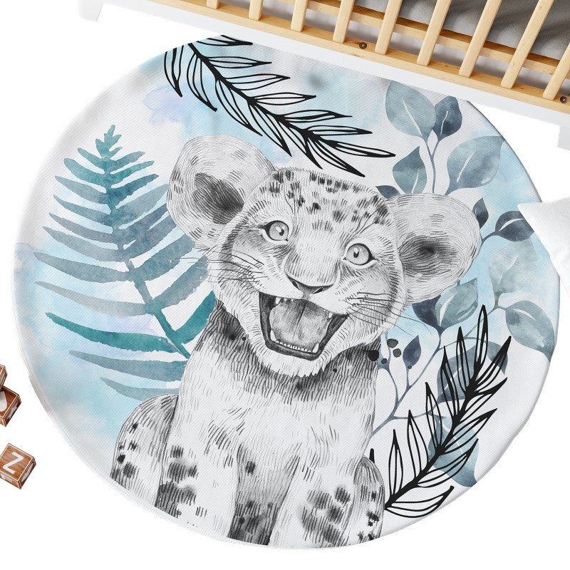 Ensemble Coupon Tapis Rond Savane Bleu +2 coussins Mercerie des Princesses