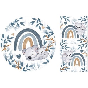 Ensemble Coupon Tapis Rond à faire soi même Koala Bleu + 2 coussns Mercerie des Princesses