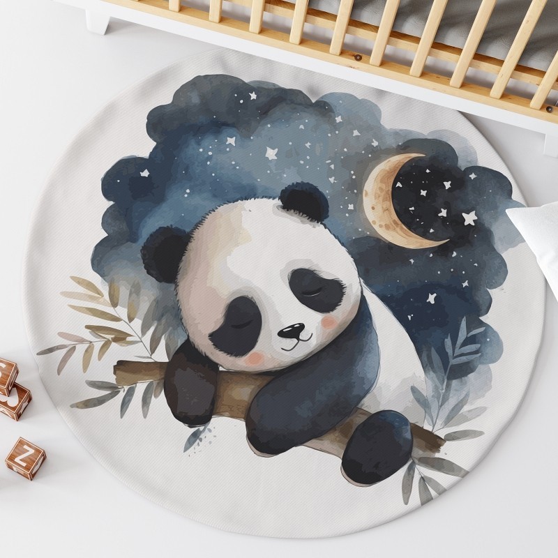 Ensemble Coupon Tapis Rond Panda endormi + 2 coussins Mercerie des Princesses