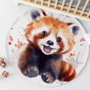 Ensemble Coupon Tapis Rond Panda Roux + 2 coussins Mercerie des Princesses