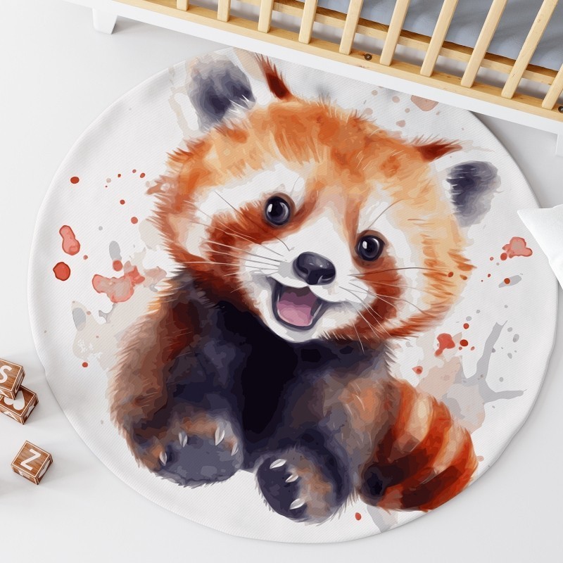 Ensemble Coupon Tapis Rond Panda Roux + 2 coussins Mercerie des Princesses