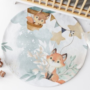 Ensemble Coupon Tapis Rond Lovely fox Celadon + 2 coussins Mercerie des Princesses