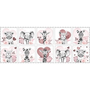 Coupon Lingettes Savane Vieux rose coton imprimé à réaliser soi-même - Certifié Oeko-Tex®