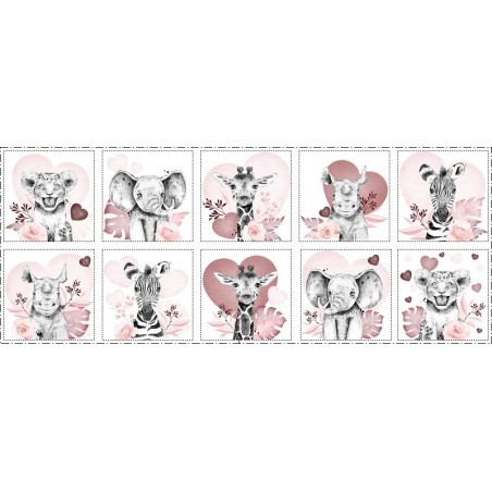 Coupon Lingettes Savane Vieux rose coton imprimé à réaliser soi-même - Certifié Oeko-Tex®