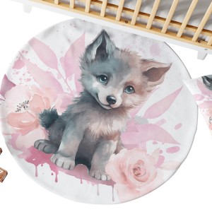 Ensemble Coupon Tapis Rond Louveteau Rose + 2 coussins Mercerie des Princesses