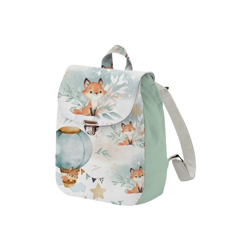 Panneau pour Sac à Dos maternelle Enfant Lovely Fox Celadon à réaliser soi-même Mercerie des Princesses