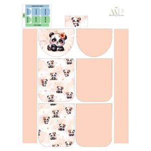  Panneau pour Sac à Dos maternelle Enfant Bébé Panda Pastel Pêche à réaliser soi-même Mercerie des Princesses