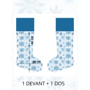  Panneau à Coudre pour Chaussette de Noël Flocons - 100% coton Oeko-Tex Mercerie des Princesses
