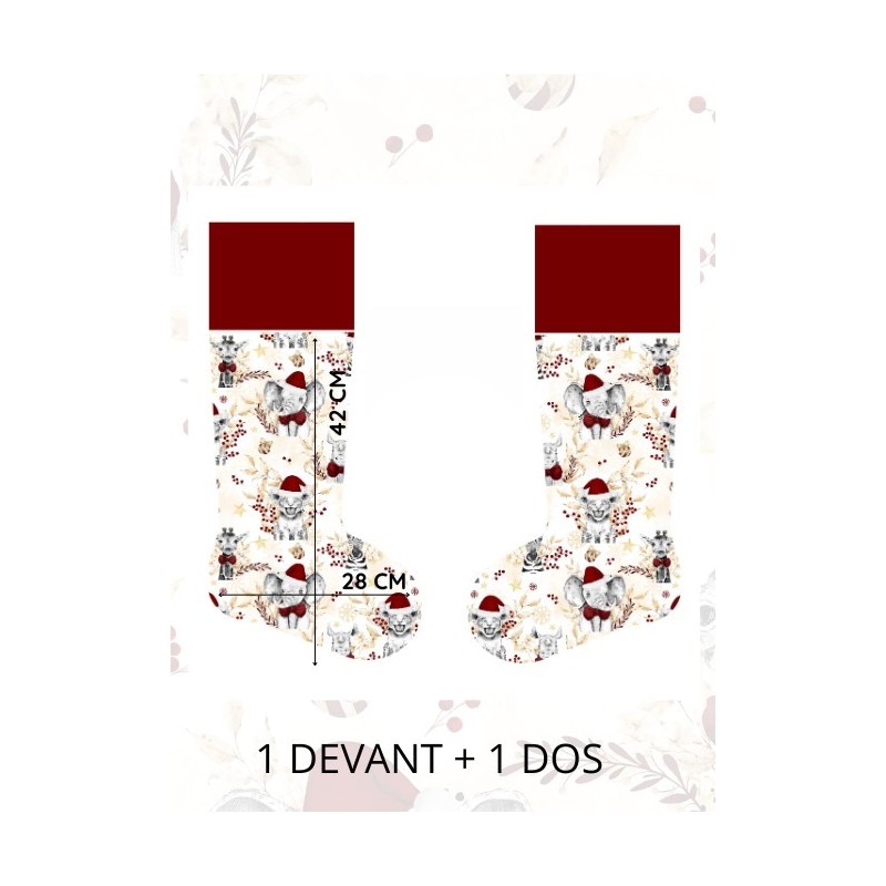 Panneau à Coudre pour Chaussette de Noël Savane Noël - 100% coton Oeko-Tex Mercerie des Princesses