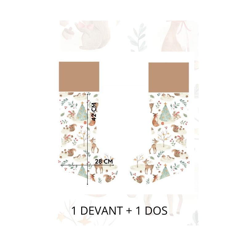 Panneau à Coudre pour Chaussette de Noël Forêt de Noël - 100% coton Oeko-Tex Mercerie des Princesses