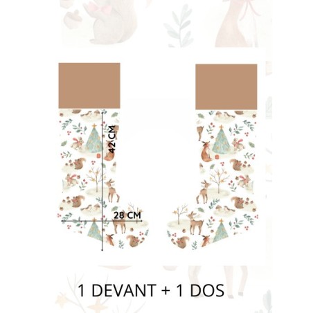 Panneau à Coudre pour Chaussette de Noël Forêt de Noël - 100% coton Oeko-Tex Mercerie des Princesses