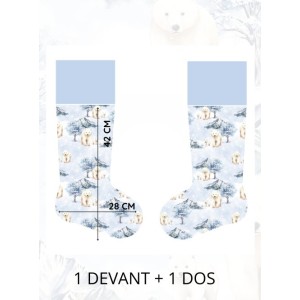  Panneau à Coudre pour Chaussette de Noël Ours Polaire - 100% coton Oeko-Tex Mercerie des Princesses