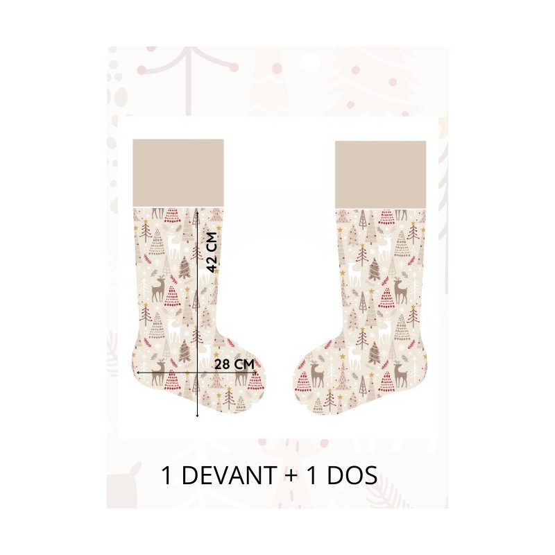 Panneau à Coudre pour Chaussette de Noël Forêt D'hiver - 100% coton Oeko-Tex Mercerie des Princesses