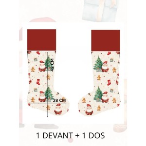 Panneau à Coudre pour Chaussette de Noël Joyeux Noël - 100% coton Oeko-Tex Mercerie des Princesses